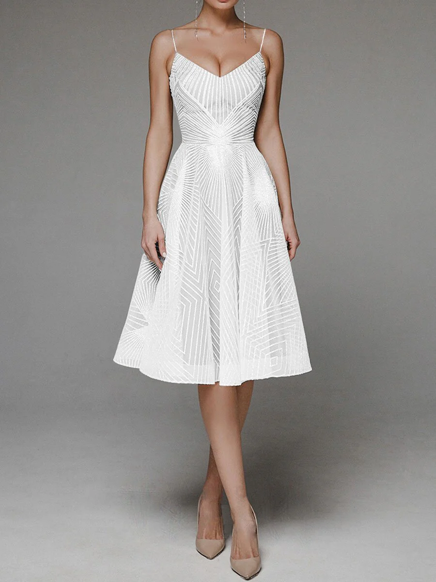Fashion V Neck Sling A-Line Dress - Image 12
