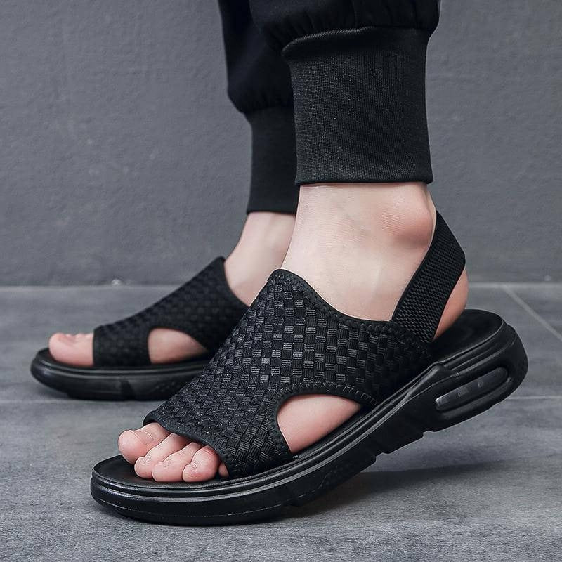 Soft Sole Black Woven Summer Sandals - Image 2