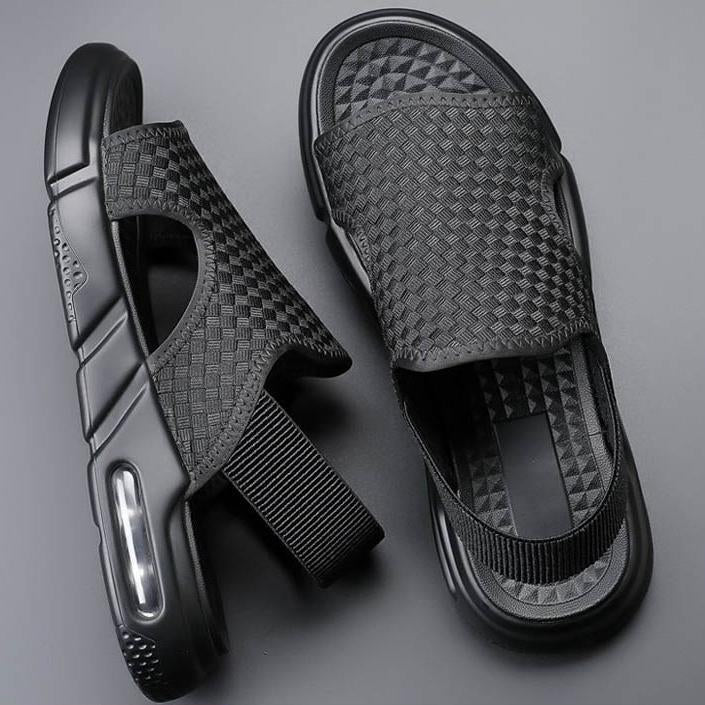 Soft Sole Black Woven Summer Sandals - Image 4