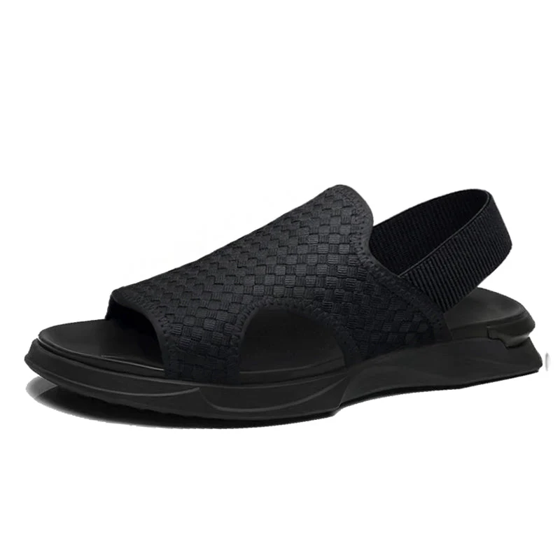 Soft Sole Black Woven Summer Sandals - Image 5