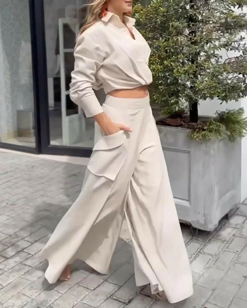 Solid color casual two-piece suit - Image 4