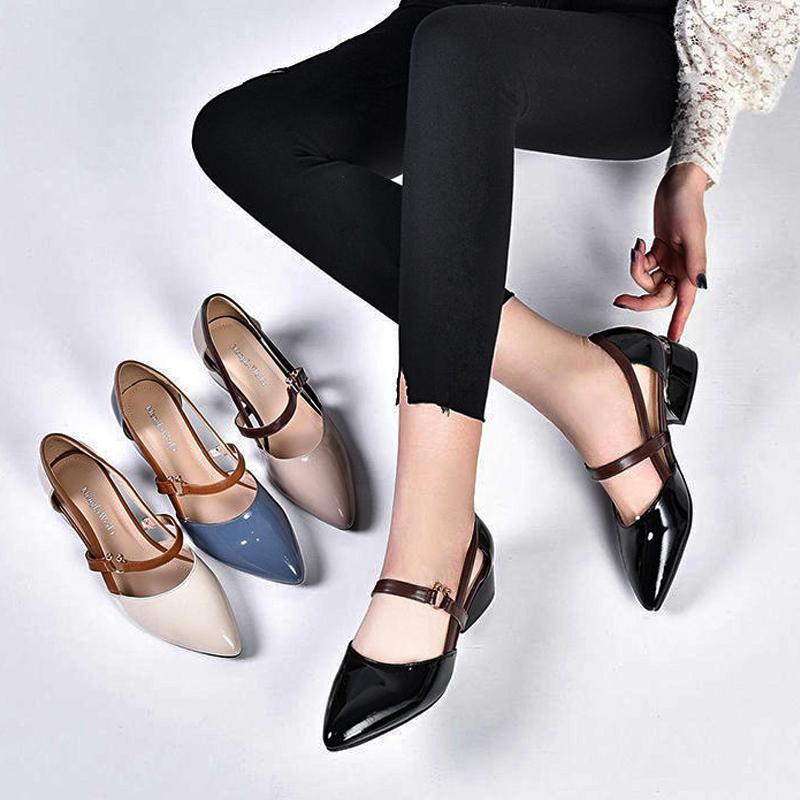 2024 Spring And Summer Leather Casual Shoes And New Belt Buckle Solid Color Plus Size Women's Sandals