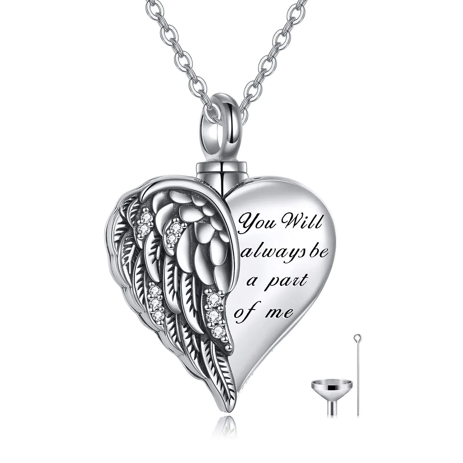 Sterling Silver Guardian Angel Wings Urn Necklaces for Ashes Cremation Memory Jewelry for Women Men - Image 11