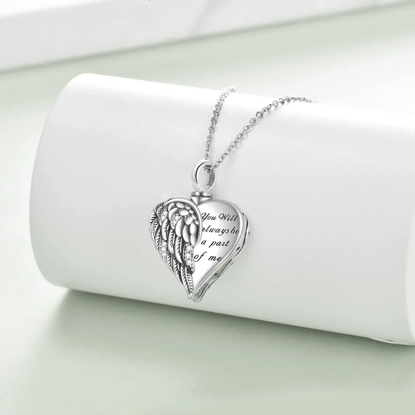 Sterling Silver Guardian Angel Wings Urn Necklaces for Ashes Cremation Memory Jewelry for Women Men - Image 12