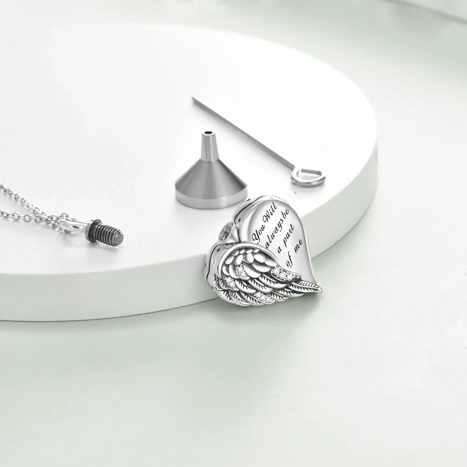 Sterling Silver Guardian Angel Wings Urn Necklaces for Ashes Cremation Memory Jewelry for Women Men - Image 13