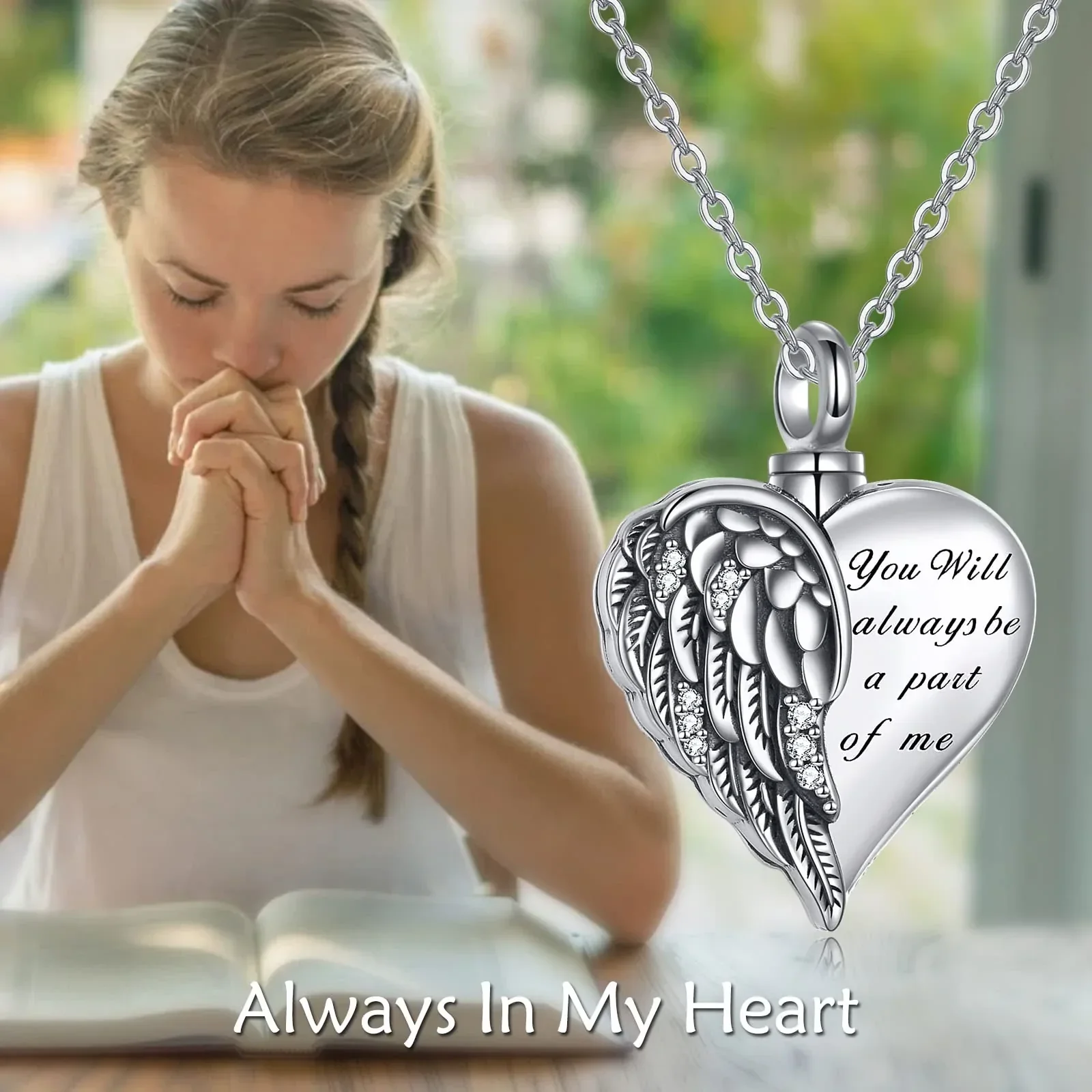 Sterling Silver Guardian Angel Wings Urn Necklaces for Ashes Cremation Memory Jewelry for Women Men - Image 15