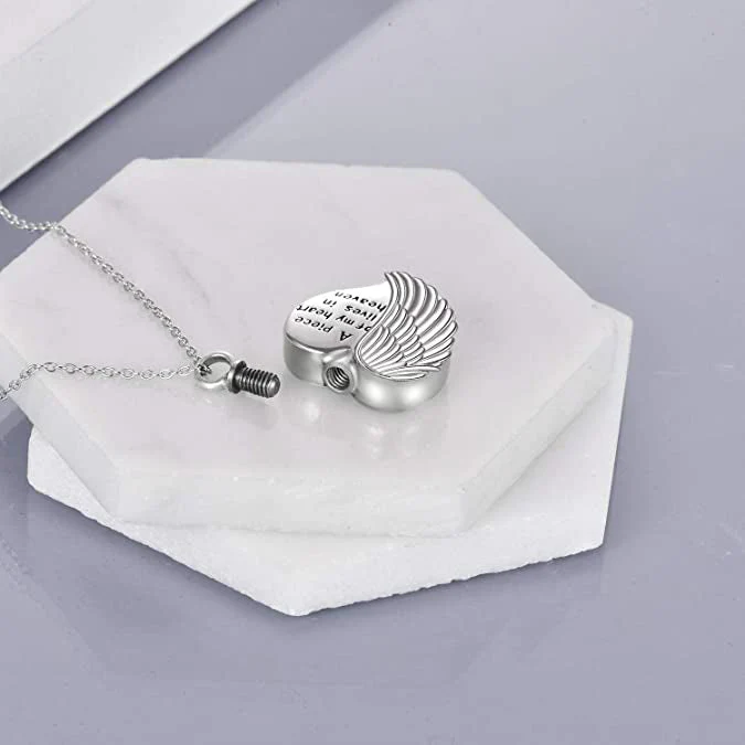 Sterling Silver Guardian Angel Wings Urn Necklaces for Ashes Cremation Memory Jewelry for Women Men - Image 2