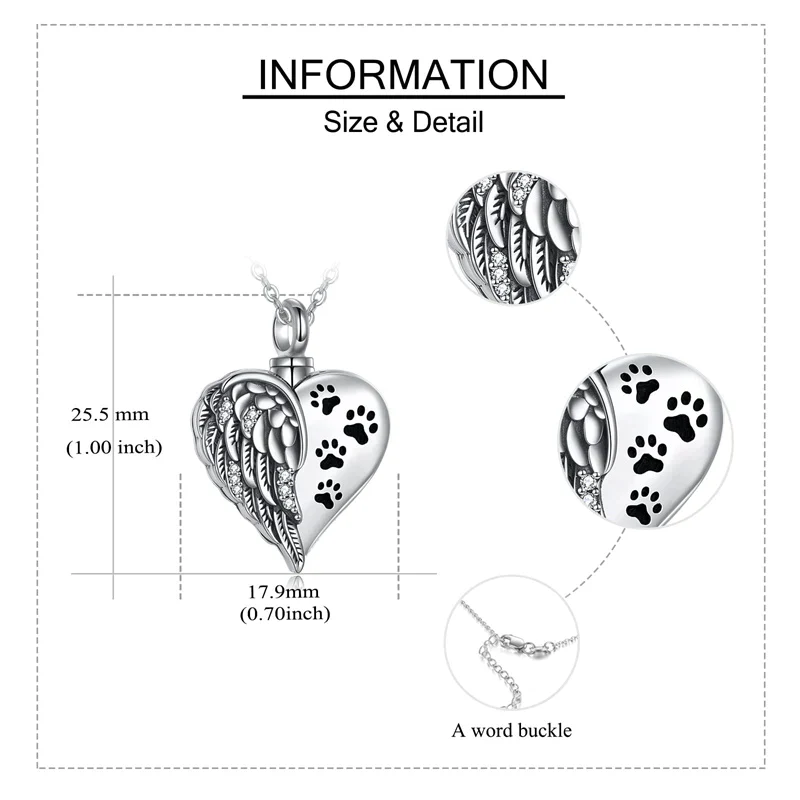 Sterling Silver Guardian Angel Wings Urn Necklaces for Ashes Cremation Memory Jewelry for Women Men - Image 20