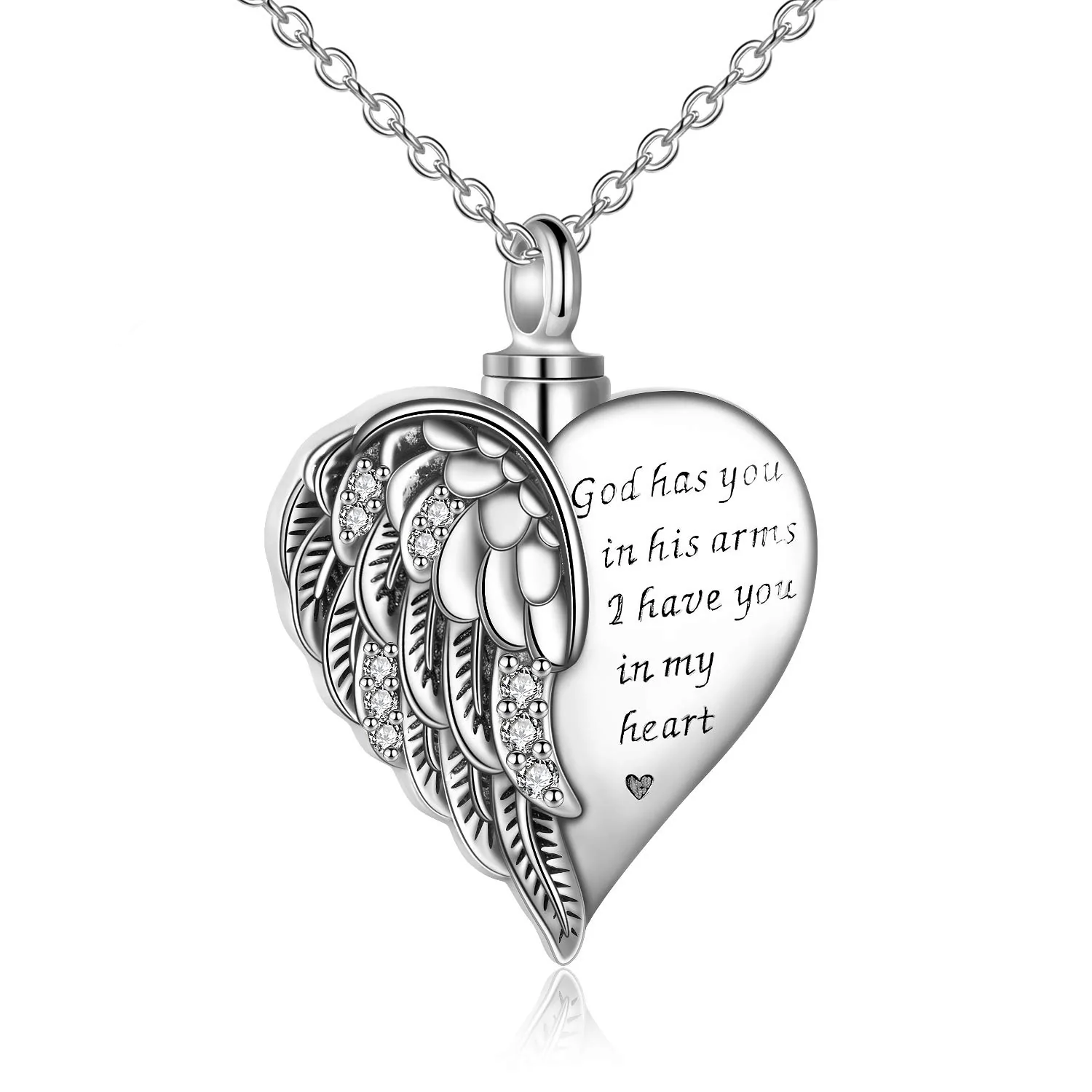 Sterling Silver Guardian Angel Wings Urn Necklaces for Ashes Cremation Memory Jewelry for Women Men - Image 6