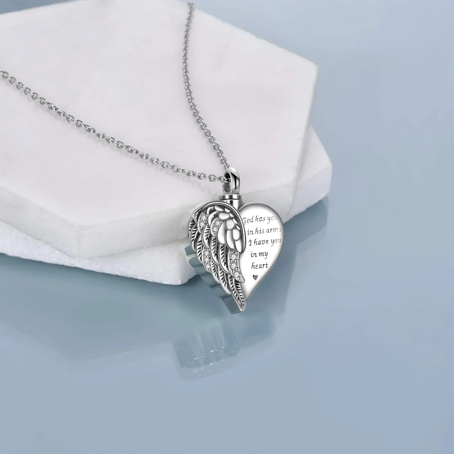 Sterling Silver Guardian Angel Wings Urn Necklaces for Ashes Cremation Memory Jewelry for Women Men - Image 7