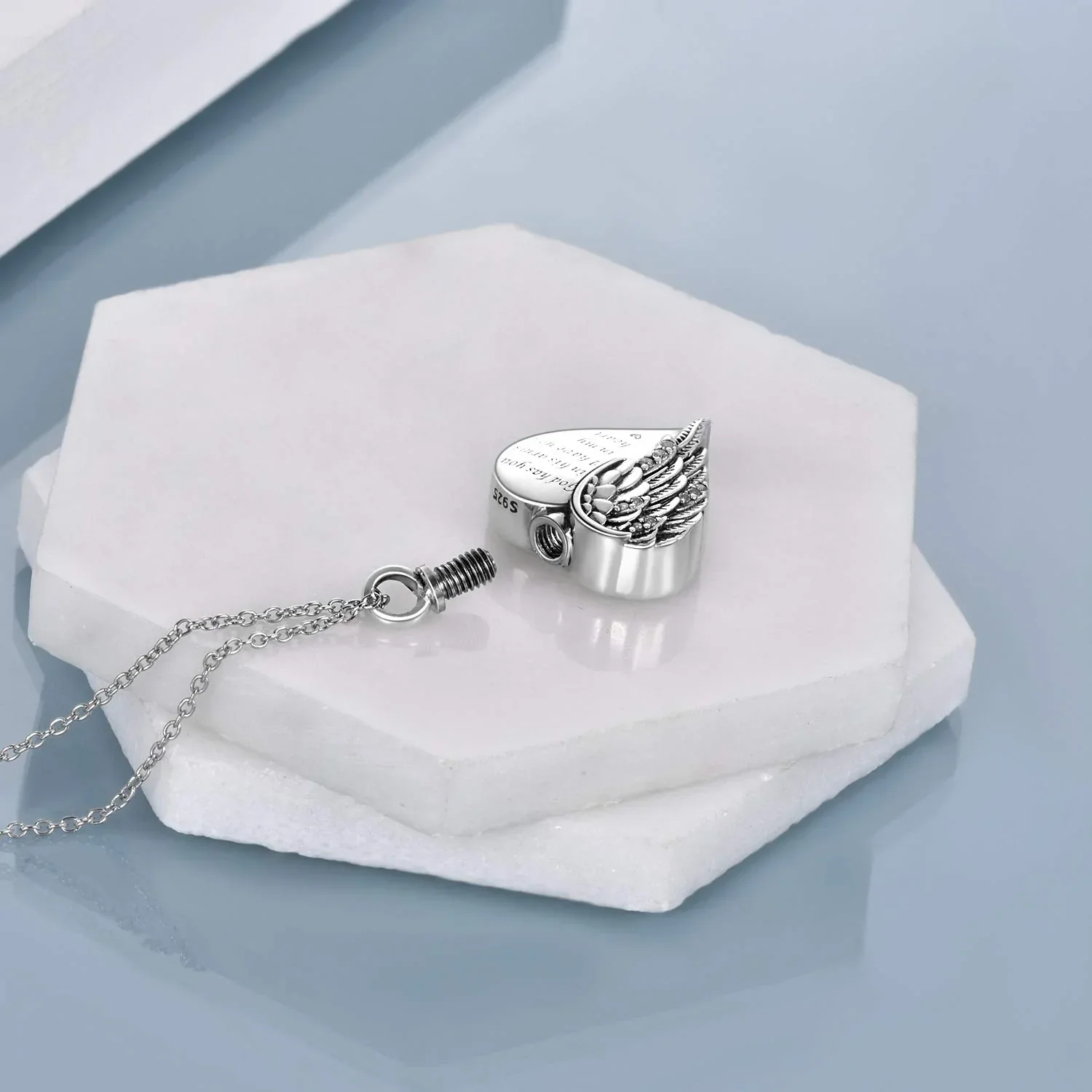 Sterling Silver Guardian Angel Wings Urn Necklaces for Ashes Cremation Memory Jewelry for Women Men - Image 8