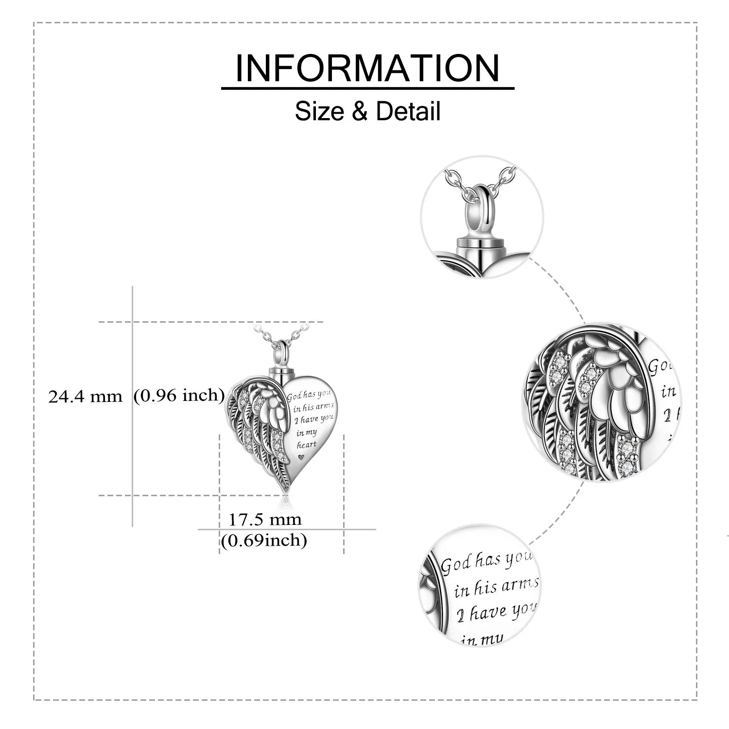 Sterling Silver Guardian Angel Wings Urn Necklaces for Ashes Cremation Memory Jewelry for Women Men - Image 9