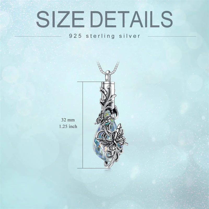 Sterling Silver Rose/Butterfly/Sunflower Flower Cremation Necklace For Ashes,Crystal Urn Necklace For Ashes For Women Memorial Jewelry - Image 11