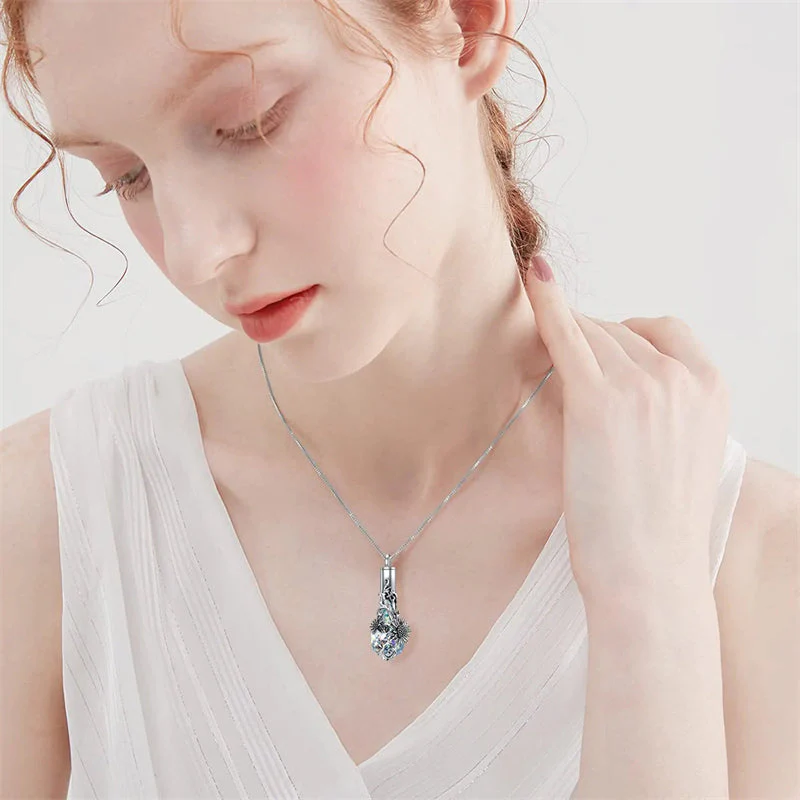Sterling Silver Rose/Butterfly/Sunflower Flower Cremation Necklace For Ashes,Crystal Urn Necklace For Ashes For Women Memorial Jewelry - Image 14