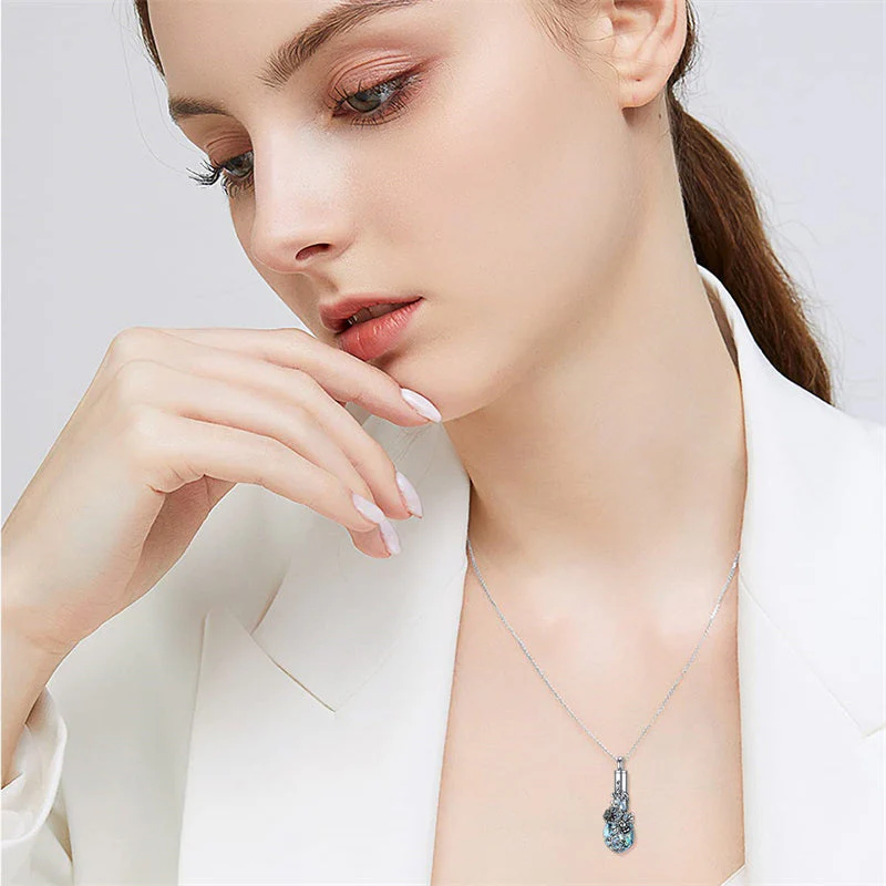 Sterling Silver Rose/Butterfly/Sunflower Flower Cremation Necklace For Ashes,Crystal Urn Necklace For Ashes For Women Memorial Jewelry - Image 20