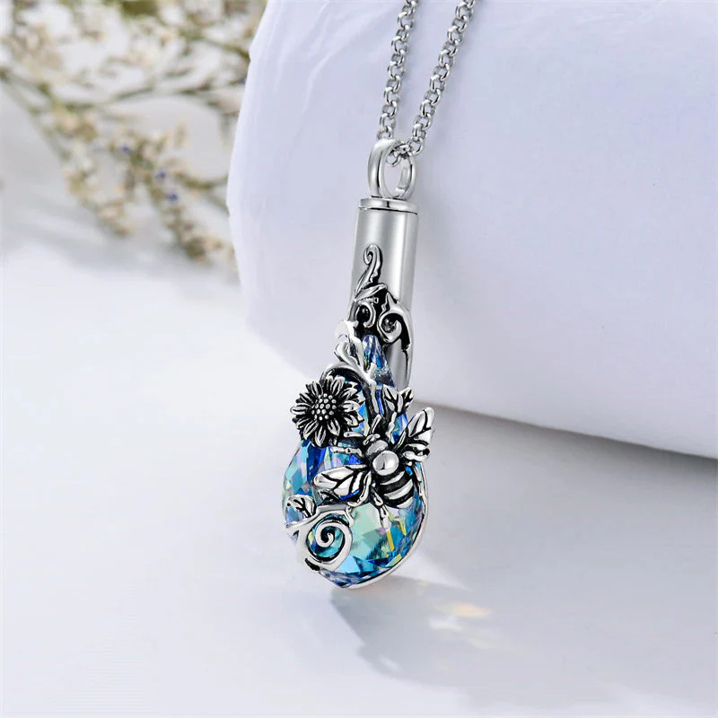 Sterling Silver Rose/Butterfly/Sunflower Flower Cremation Necklace For Ashes,Crystal Urn Necklace For Ashes For Women Memorial Jewelry - Image 21