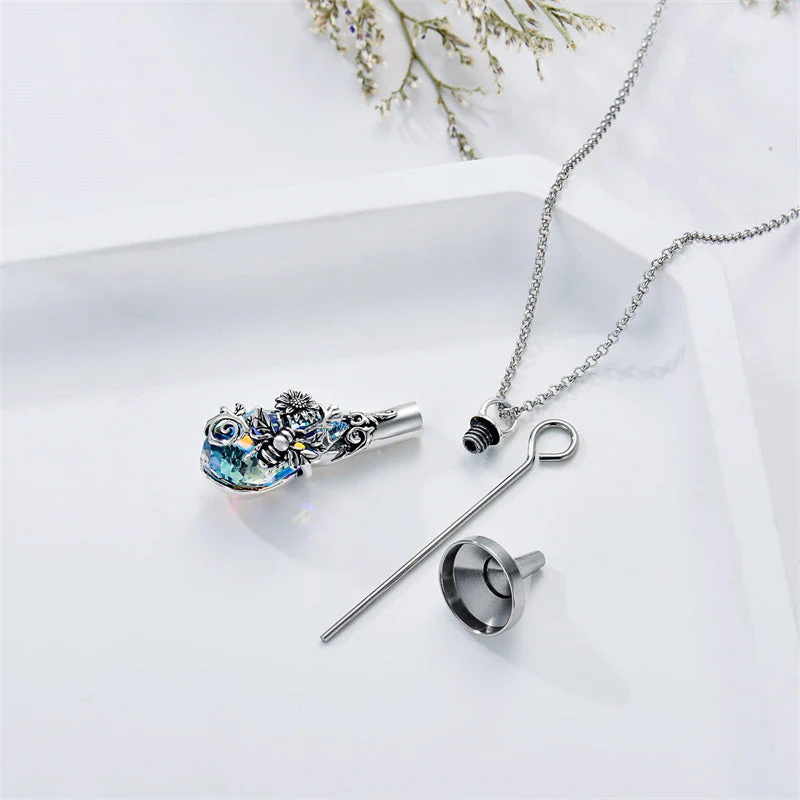 Sterling Silver Rose/Butterfly/Sunflower Flower Cremation Necklace For Ashes,Crystal Urn Necklace For Ashes For Women Memorial Jewelry - Image 22