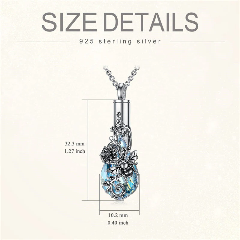 Sterling Silver Rose/Butterfly/Sunflower Flower Cremation Necklace For Ashes,Crystal Urn Necklace For Ashes For Women Memorial Jewelry - Image 23