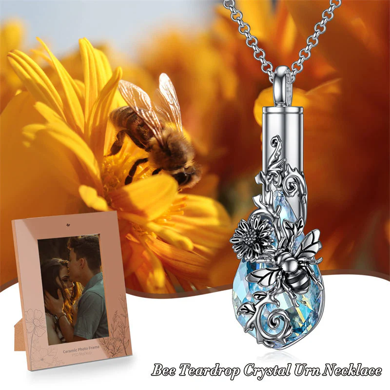 Sterling Silver Rose/Butterfly/Sunflower Flower Cremation Necklace For Ashes,Crystal Urn Necklace For Ashes For Women Memorial Jewelry - Image 24