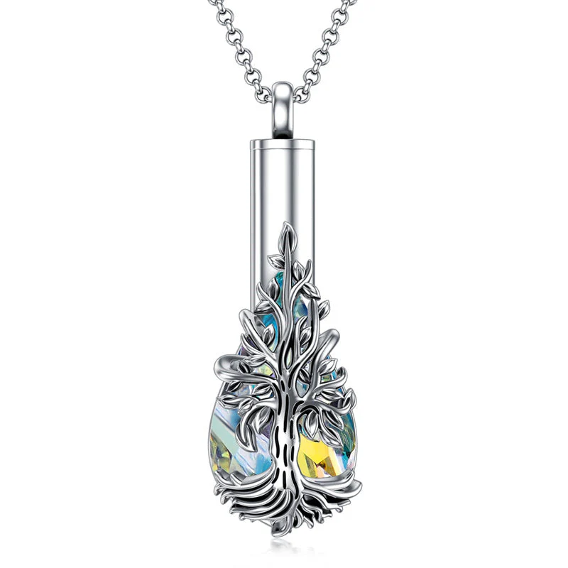 Sterling Silver Rose/Butterfly/Sunflower Flower Cremation Necklace For Ashes,Crystal Urn Necklace For Ashes For Women Memorial Jewelry - Image 25