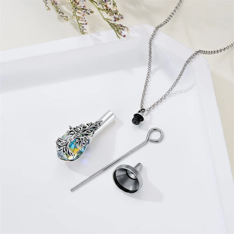 Sterling Silver Rose/Butterfly/Sunflower Flower Cremation Necklace For Ashes,Crystal Urn Necklace For Ashes For Women Memorial Jewelry - Image 27