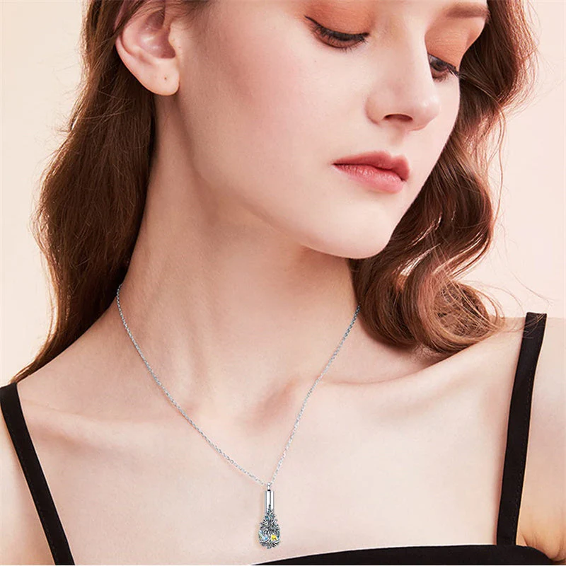 Sterling Silver Rose/Butterfly/Sunflower Flower Cremation Necklace For Ashes,Crystal Urn Necklace For Ashes For Women Memorial Jewelry - Image 28