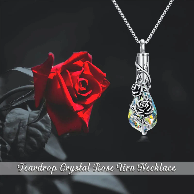 Sterling Silver Rose/Butterfly/Sunflower Flower Cremation Necklace For Ashes,Crystal Urn Necklace For Ashes For Women Memorial Jewelry - Image 3