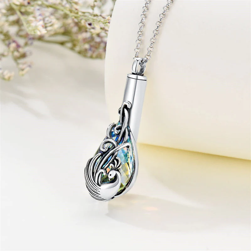 Sterling Silver Rose/Butterfly/Sunflower Flower Cremation Necklace For Ashes,Crystal Urn Necklace For Ashes For Women Memorial Jewelry - Image 32