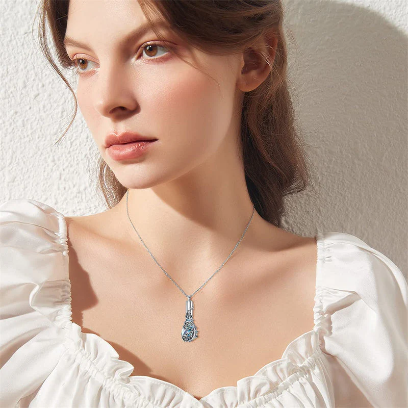 Sterling Silver Rose/Butterfly/Sunflower Flower Cremation Necklace For Ashes,Crystal Urn Necklace For Ashes For Women Memorial Jewelry - Image 38