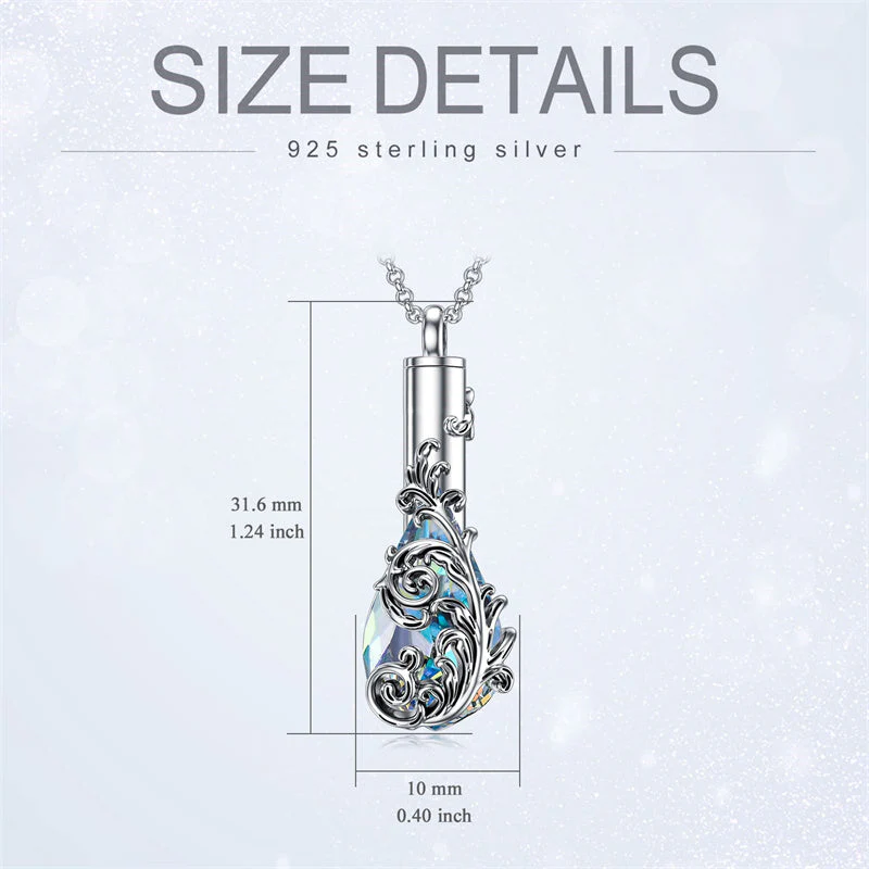 Sterling Silver Rose/Butterfly/Sunflower Flower Cremation Necklace For Ashes,Crystal Urn Necklace For Ashes For Women Memorial Jewelry - Image 39