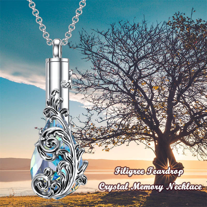Sterling Silver Rose/Butterfly/Sunflower Flower Cremation Necklace For Ashes,Crystal Urn Necklace For Ashes For Women Memorial Jewelry - Image 40