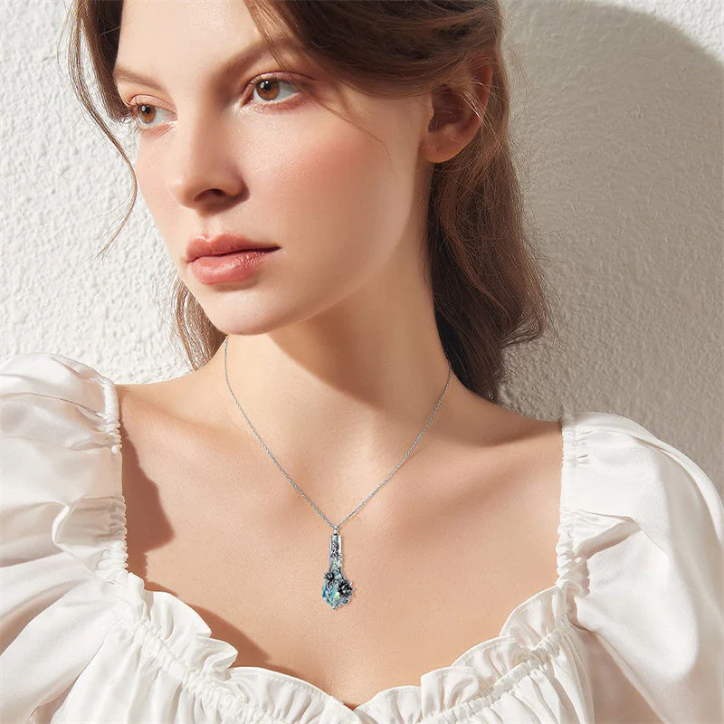 Sterling Silver Rose/Butterfly/Sunflower Flower Cremation Necklace For Ashes,Crystal Urn Necklace For Ashes For Women Memorial Jewelry - Image 42