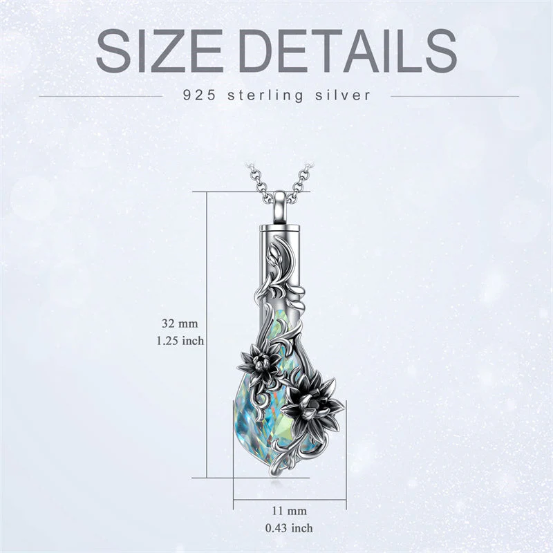 Sterling Silver Rose/Butterfly/Sunflower Flower Cremation Necklace For Ashes,Crystal Urn Necklace For Ashes For Women Memorial Jewelry - Image 45