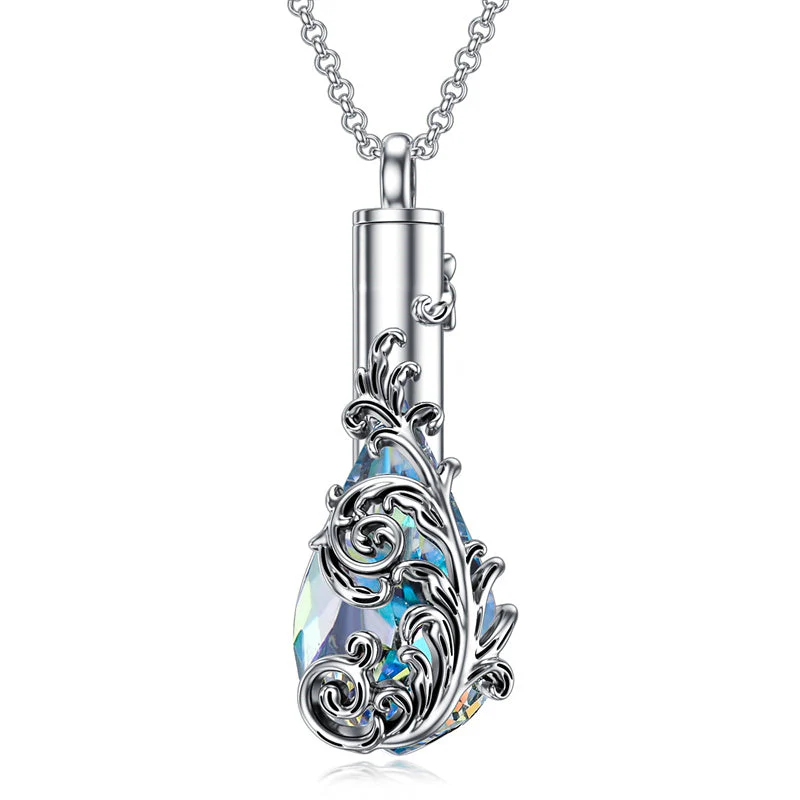 Sterling Silver Rose/Butterfly/Sunflower Flower Cremation Necklace For Ashes,Crystal Urn Necklace For Ashes For Women Memorial Jewelry - Image 51