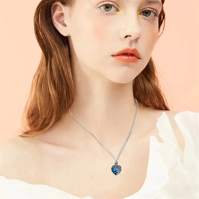 Sterling Silver Rose Flower Cremation Necklace For Ashes, Red/Blue Crystal Urn Necklace For Ashes For Women Memorial Jewelry - Image 19