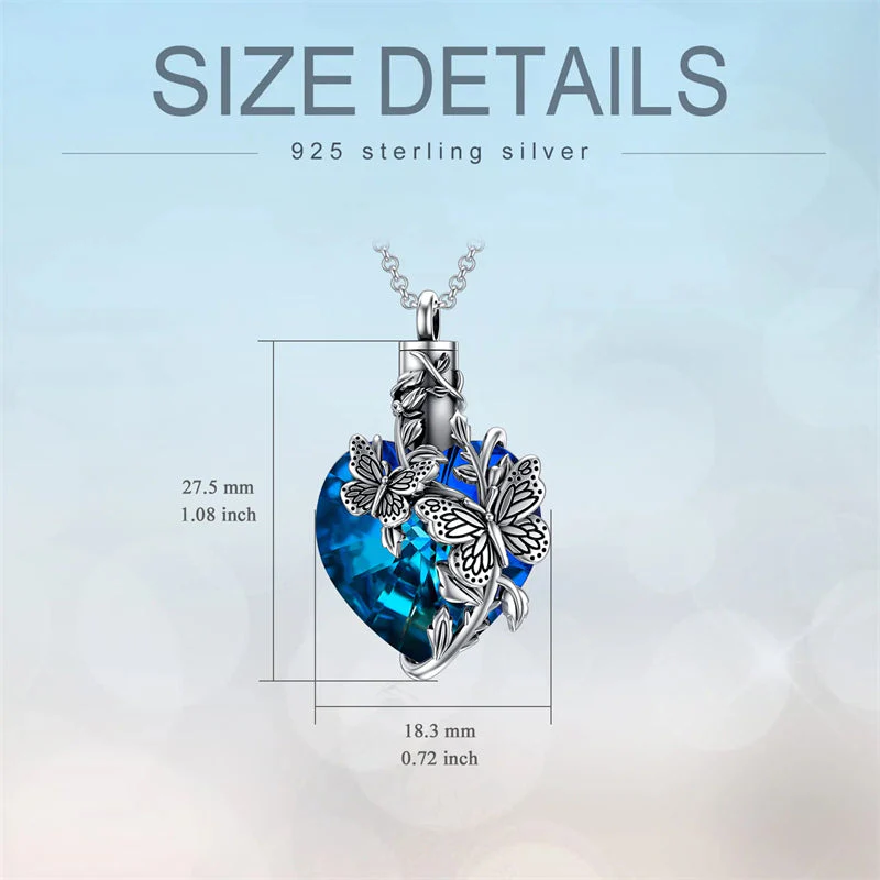 Sterling Silver Rose Flower Cremation Necklace For Ashes, Red/Blue Crystal Urn Necklace For Ashes For Women Memorial Jewelry - Image 22