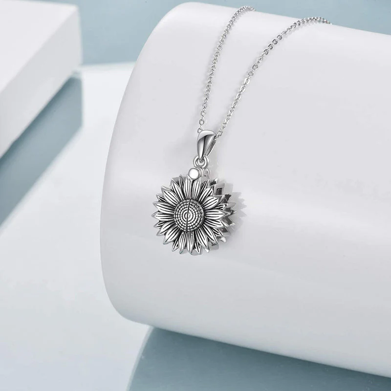 Sterling Silver Sunflower Urn Necklace for Ashes You are My Sunshine Pendant Cremation Jewelry for Ashes of Loved Ones Keepsake - Image 2