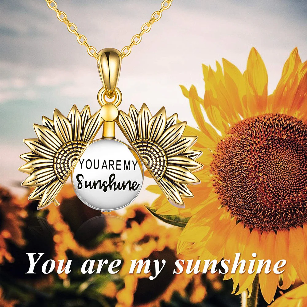 Sterling Silver Sunflower Urn Necklace for Ashes You are My Sunshine Pendant Cremation Jewelry for Ashes of Loved Ones Keepsake - Image 9