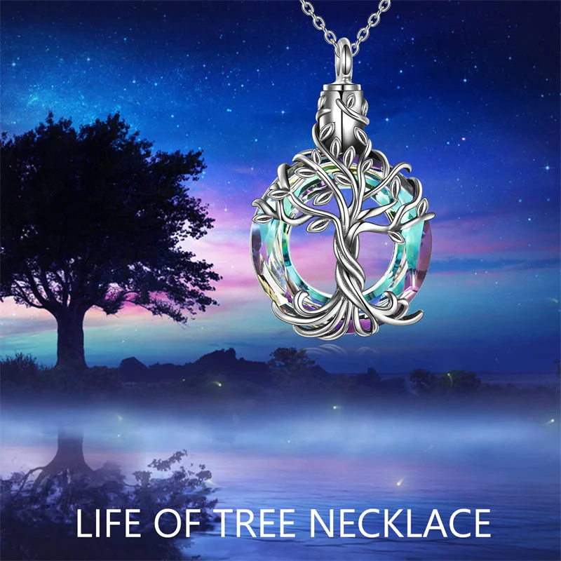 Sterling Silver Tree of Life Urn Necklace for Ashes with Circle Crystal Cremation Memorial Keepsake Jewelry - Image 17
