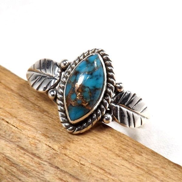 Vintage Turquoise Leaf Ring - Image 4