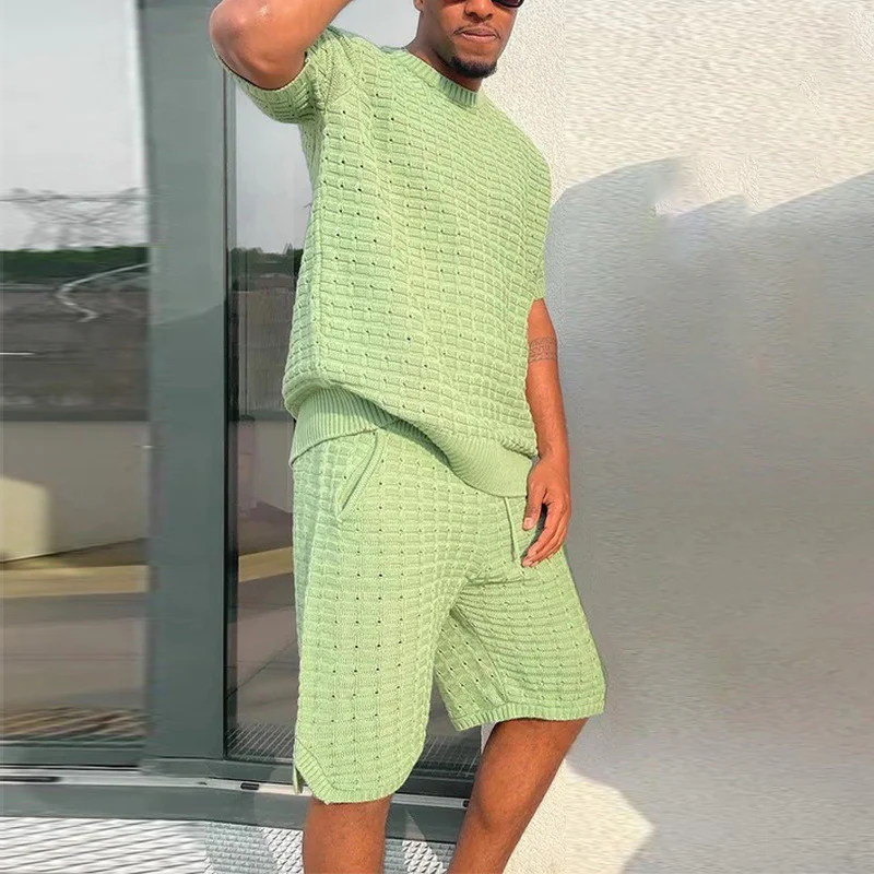 Summer men's sports loose short-sleeved shorts matching suit - Image 4