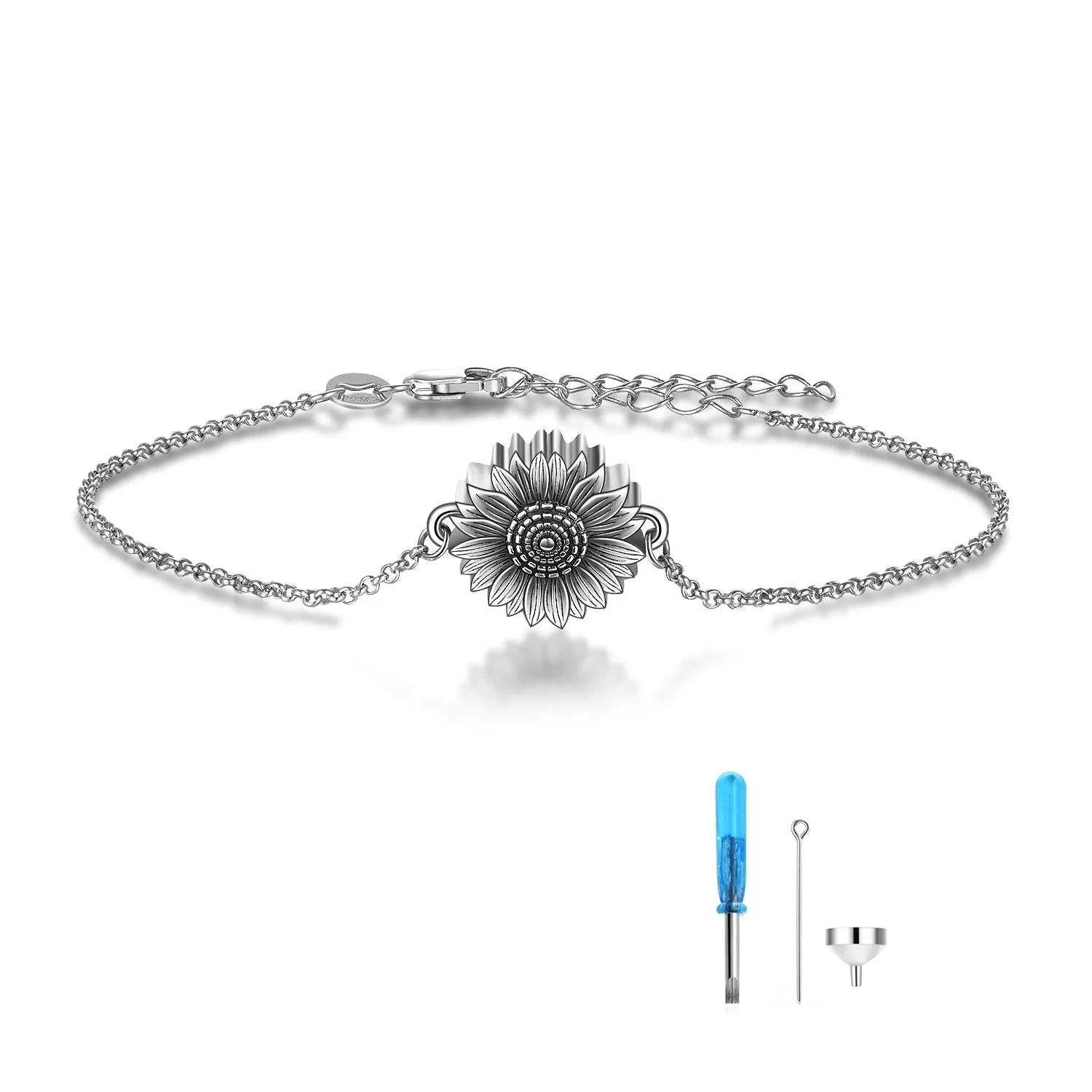 Sunflower Bracelet for Ashes 925 Sterling Silver Sunflower Cremation Keepsake Pendant Locket Bracelet for Women Mom - Image 11