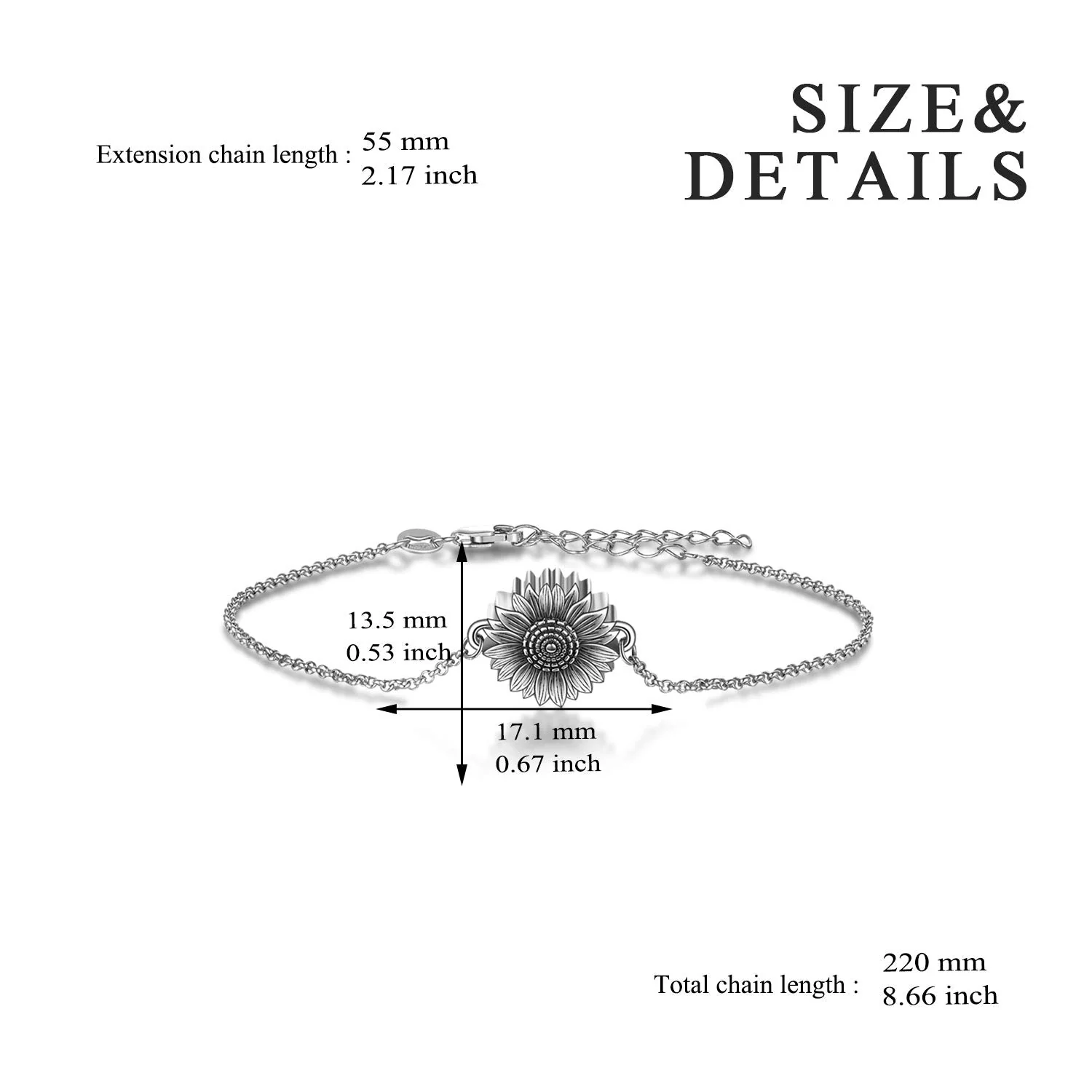 Sunflower Bracelet for Ashes 925 Sterling Silver Sunflower Cremation Keepsake Pendant Locket Bracelet for Women Mom - Image 5