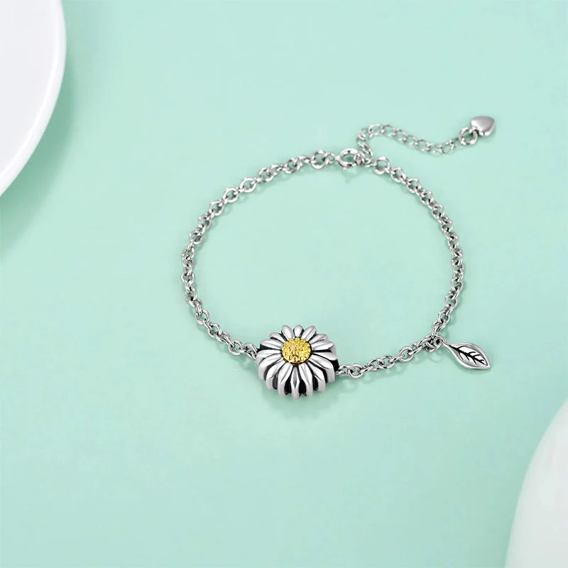Sunflower Cremation Jewelry 925 Sterling Silver Urn Bracelet Ashes Keepsake Hair Memorial Link Chain Always in My Heart Locket for Women Mom - Image 3