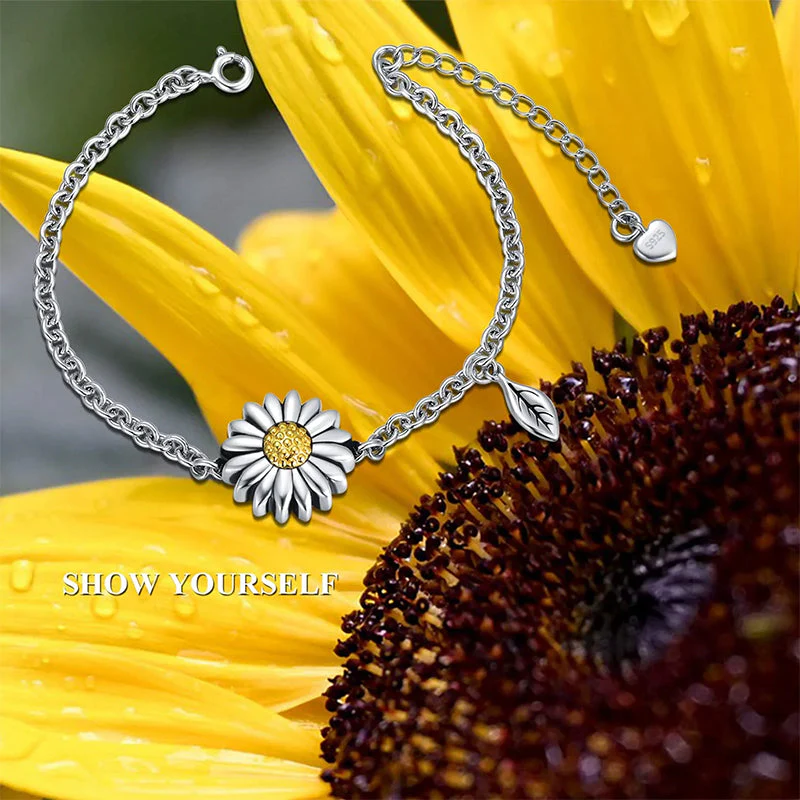 Sunflower Cremation Jewelry 925 Sterling Silver Urn Bracelet Ashes Keepsake Hair Memorial Link Chain Always in My Heart Locket for Women Mom - Image 5