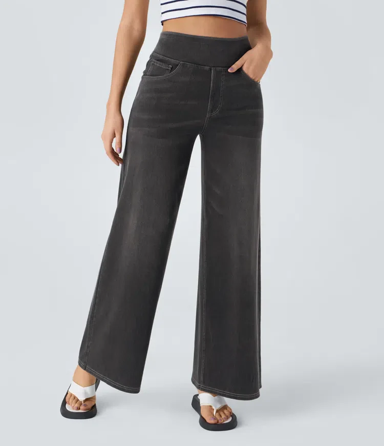 Super Stretch High-Waisted Wide Leg Jeans - Image 11
