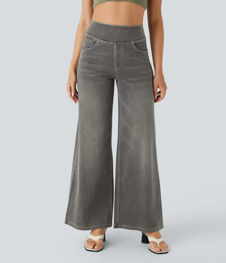 Super Stretch High-Waisted Wide Leg Jeans - Image 27