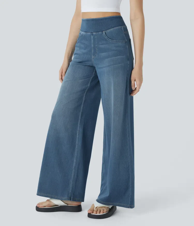 Super Stretch High-Waisted Wide Leg Jeans - Image 30