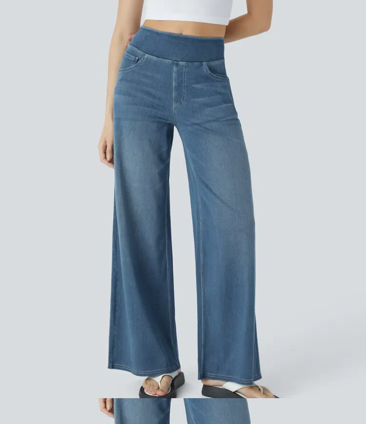 Super Stretch High-Waisted Wide Leg Jeans - Image 32