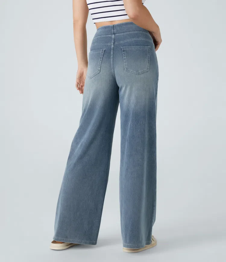Super Stretch High-Waisted Wide Leg Jeans - Image 34